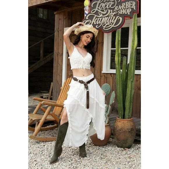 Women's Faux Leather Green Calf Height Cowgirl Embroidered and Block Heel Boots - Picture 2 of 8